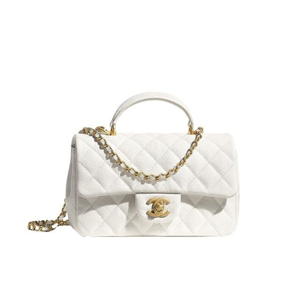 Chanel Mini Flap Bag With Top Handle 20Cm White As2431