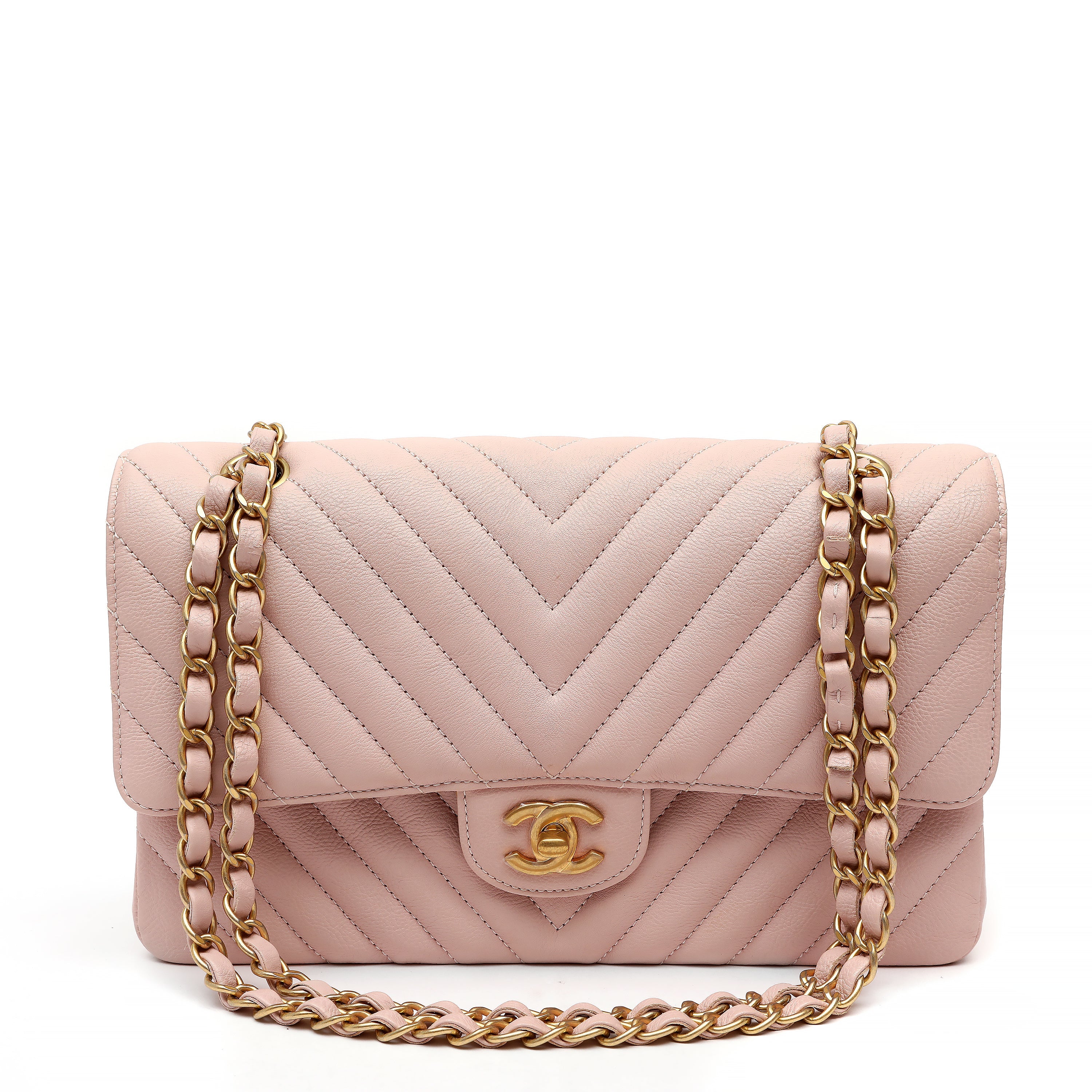 Chanel Classic Chevron Med Double Flap Bag