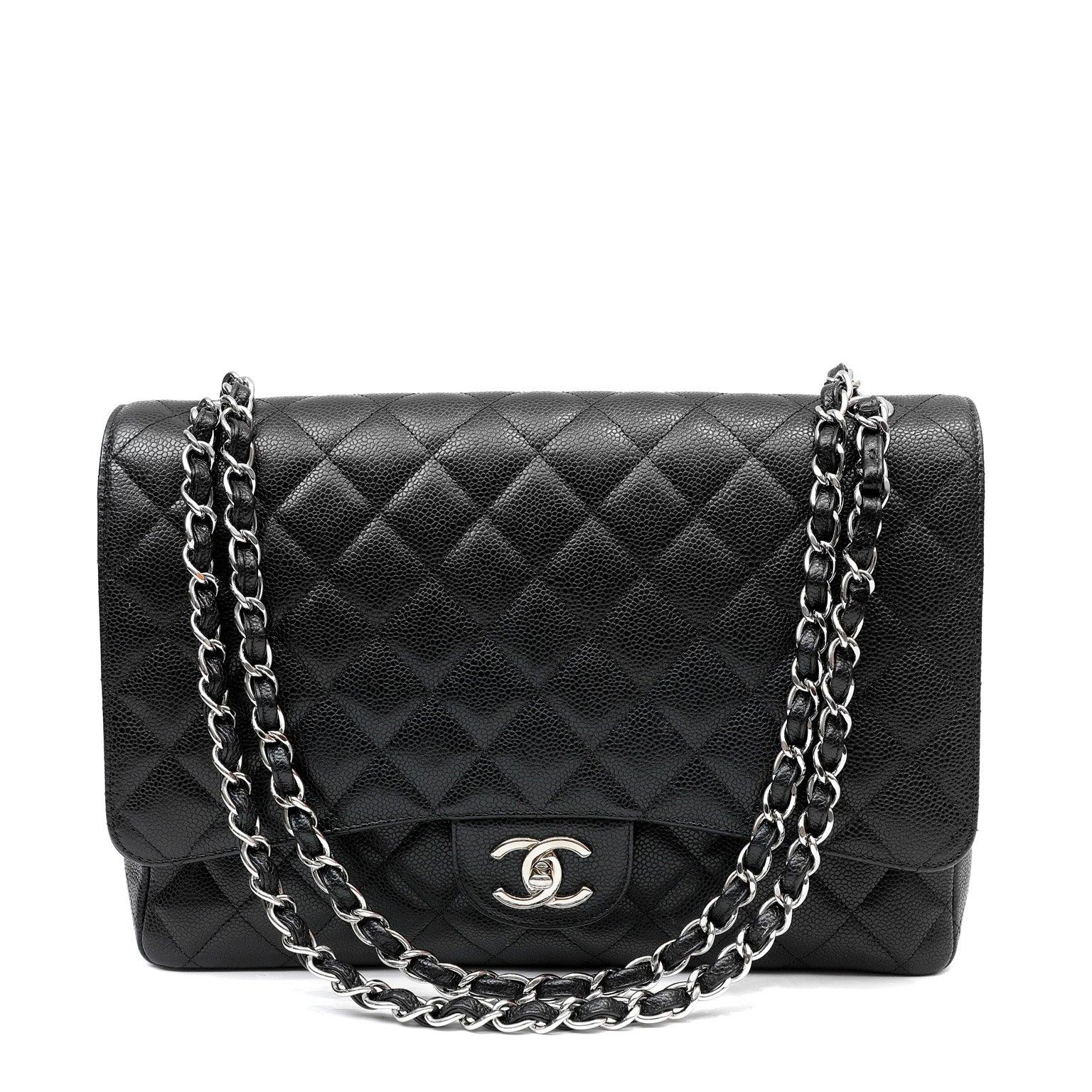 Chanel Black Caviar Double Flap Maxi w/ Silver Hardware
