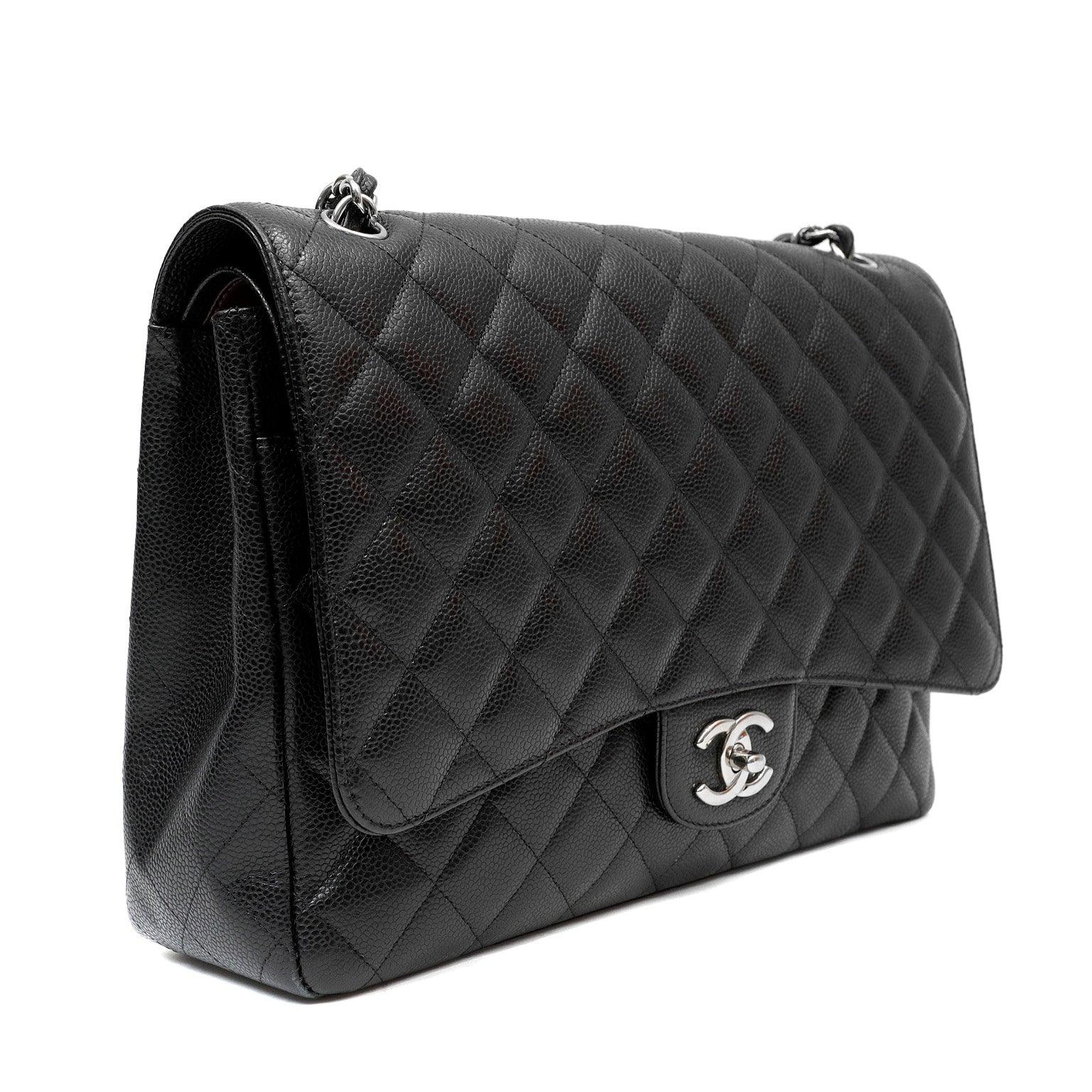 Chanel Black Caviar Double Flap Maxi w/ Silver Hardware